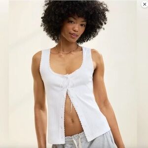 AERIE | White Sneak Peek Tank Top (size large)